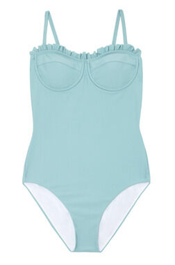 MINNOW Tuckernuck Ruffle Edged Cups One Piece Swimsuit Sea Blue Turquoise XS